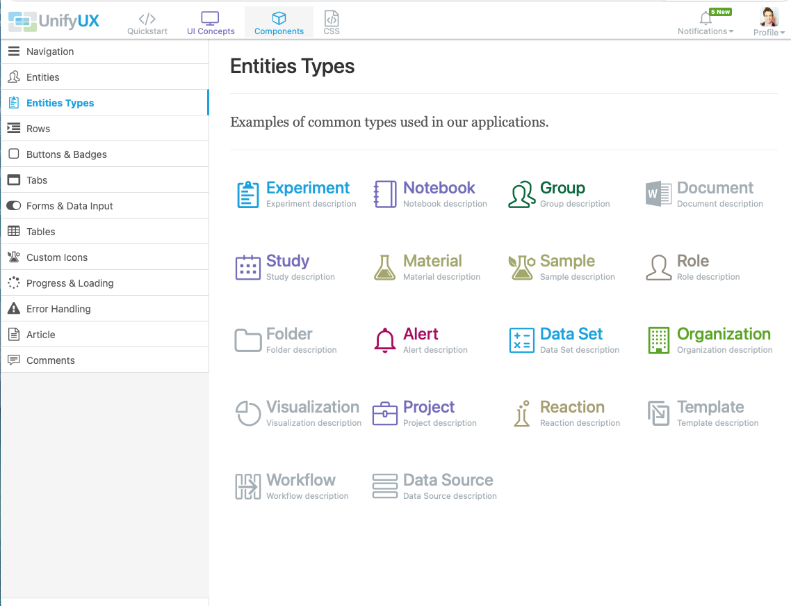 UnifyUX Entity Types Documentation